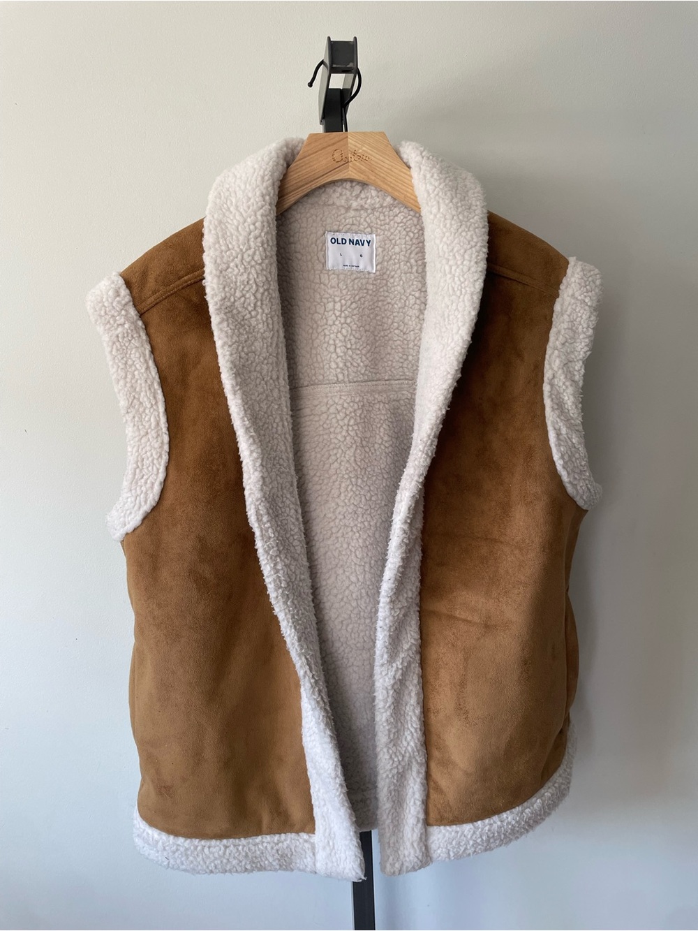 Y2K Vintage Old Navy Faux Suede Sherpa Shearling Lined Vest Boho
